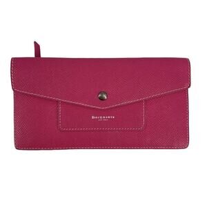 Borgasets Thin Wallet Travel Passport Leather Pink Womens